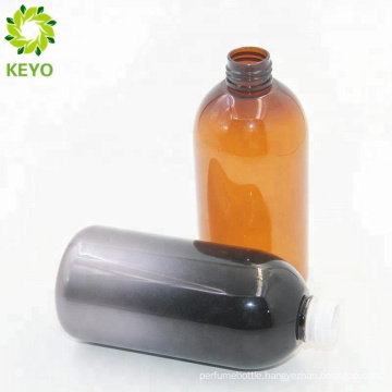 Pump aluminum round shampoo bottle amber plastic 300ml 500ml empty bottle with lotion pump